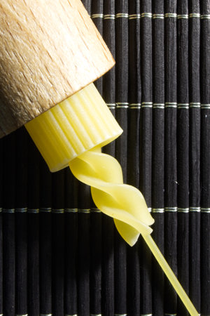 artistic composition italian dry pasta typical foodの写真素材