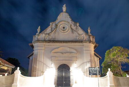 Bright sky view at night over the old church in galle fortの写真素材