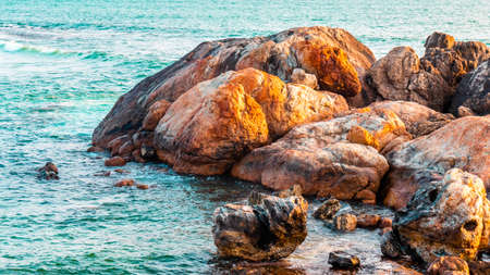 Rock formations in galle fort beachの写真素材