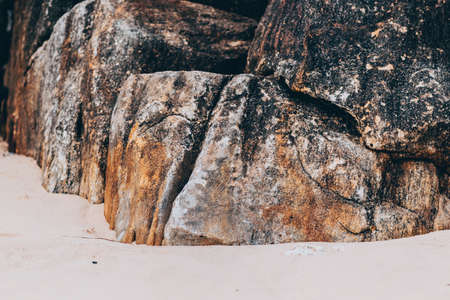sand and rocks in jungle beach Sri Lankaの写真素材