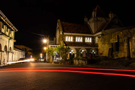 Long exposure photograph taken in 31st night 2019 near historical old church in galle fortのeditorial素材