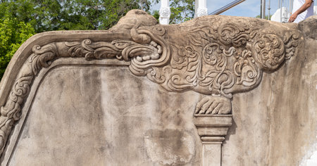 Carved balustrade outside design view in Thuparama temple entrance.の写真素材