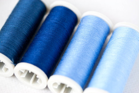 Spools of thread blueの写真素材