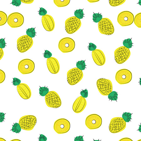 Vector summer pattern  background with fruits  elements in memphis style のイラスト素材