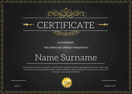 Vintage golden classic certificate. Certificate of achievement templateのイラスト素材