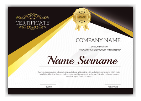 Vintage golden classic certificate, Certificate of achievement templateのイラスト素材