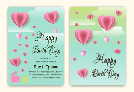 Happy Birthday background with Colorful falling  frame  Invitation.のイラスト素材