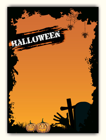 Halloween and dark castle on black Moon background, illustration.のイラスト素材