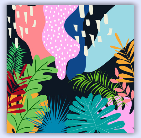 Lovely tropical background with flat design .のイラスト素材