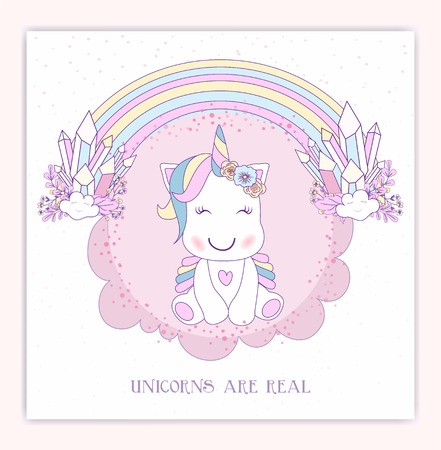 Beautiful unicorn head and inscription be unique with stars illustration  vector.のイラスト素材