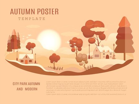 Nature Vacation Landscape Illustrations Set . mid-autumn festival posterのイラスト素材