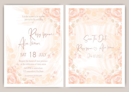 Wedding invite, invitation, save the date card design with elegant lavender  garden  anemone.のイラスト素材