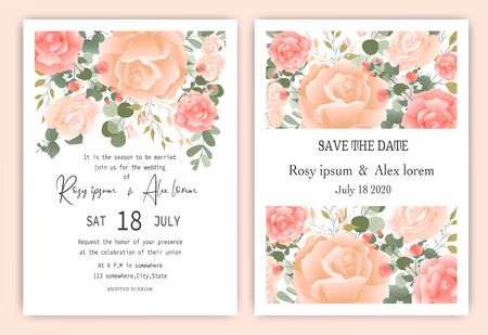 Wedding invitation card Floral hand drawn frame .のイラスト素材