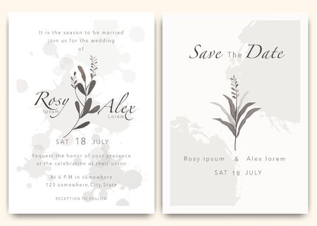 Wedding Invitations save the date card design with elegant garden anemone.のイラスト素材
