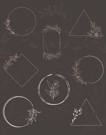 Hand Drawn Leaf Wreath Logo Designのイラスト素材