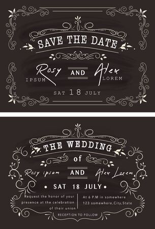 Vector set of invitation cards with elements Wedding collection.のイラスト素材