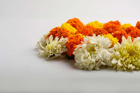 Marigold Flower rangoli Design for Diwali Festival , Indian Festival flower decoration