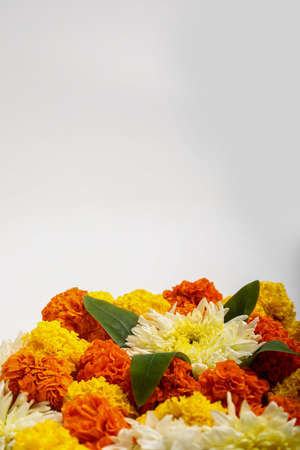Marigold Flower rangoli Design for Diwali Festival , Indian Festival flower decoration