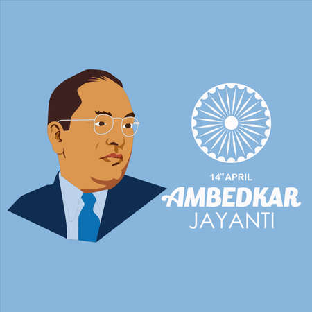 Ambedkar jayanti greeting with babasaheb ambedkar calligraphy in hindi.のイラスト素材