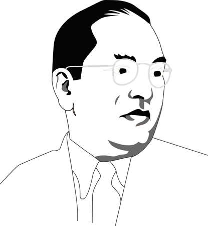 Ambedkar jayanti greeting with babasaheb ambedkar calligraphy in hindi.のイラスト素材