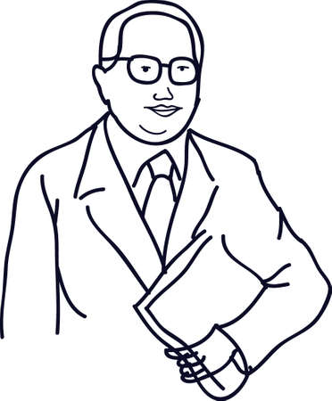 Ambedkar jayanti greeting with babasaheb ambedkar calligraphy in hindi.のイラスト素材