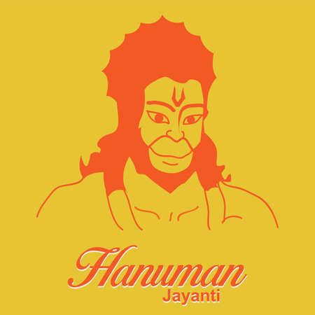 Hanuman Jayanti poster wallpaper design, Hindu God silhouette background, vector bannerのイラスト素材