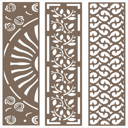 Jali Laser cut decorative panel set with lace pattern.のイラスト素材