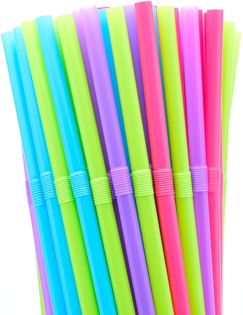 Flexible straws mixed color  rainbowの写真素材