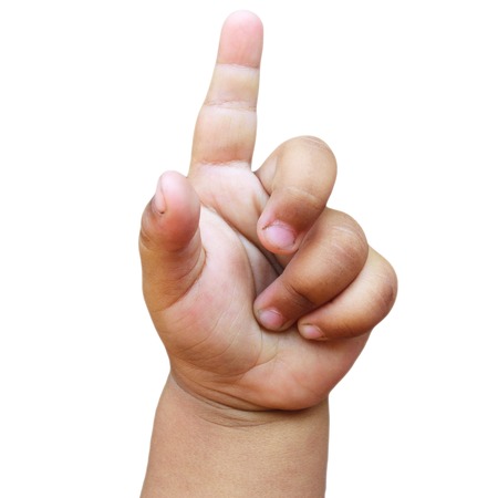 hands of the child isolated on the white background.の写真素材