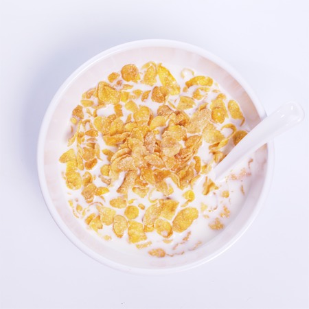 Cereals in a white bowl. Ready to serve for everyoneの写真素材