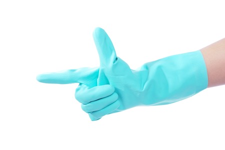 Clean gloves be worn in a different hand signals.の写真素材