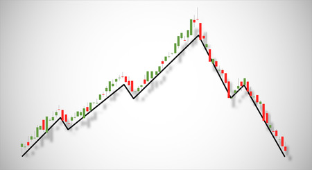 The movement pattern of stock prices that are falling down is cyclical.の写真素材