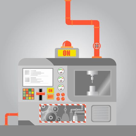 CNC machinery in the manufacturing industry, vector illustrationのイラスト素材