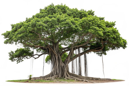 Old big tree isolated on white background with clipping path and clipping pathの素材