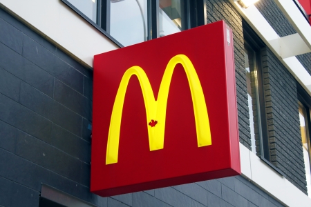 TORONTO, CANADA - JUNE 12: McDonalds restaurant sign on June 12, 2013 in downtown Toronto, Ontario, Canada.のeditorial素材
