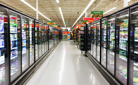 Frozen foods aisle in a supermarketのeditorial素材