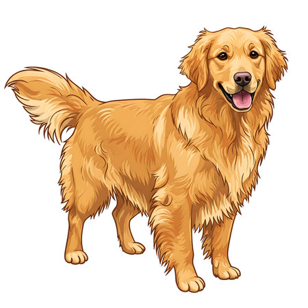 Golden Retriever isolated on white background. Vector cartoon illustration.の素材