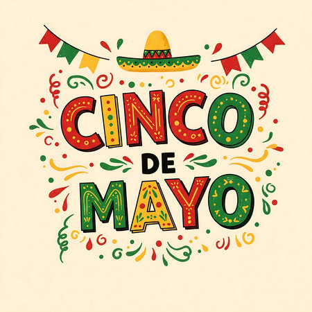 Cinco de mayo hand drawn lettering. Vector illustration.の素材
