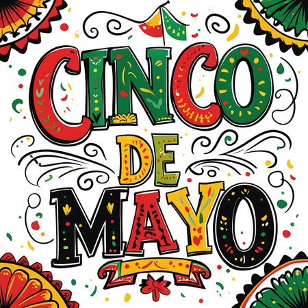 Cinco de Mayo hand drawn lettering. Vector illustration.の素材