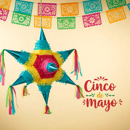 Cinco de mayo greeting card with a colorful paper starの素材