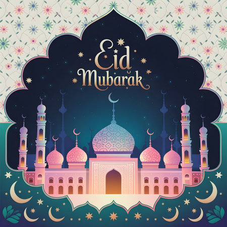 Eid Mubarak Greeting Card. Ramadan Kareem. Vector illustrationの素材