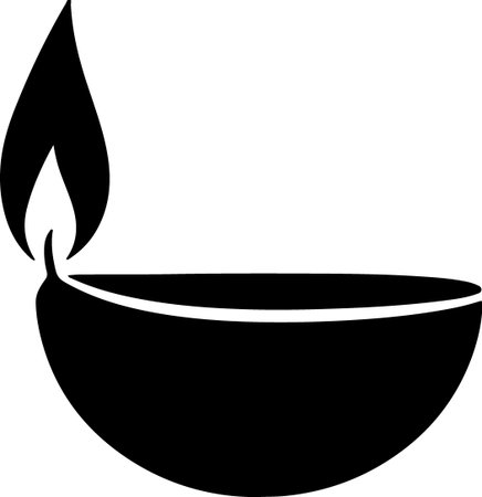 Lit candle in a bowl. Vector illustration isolated on white backgroundのイラスト素材