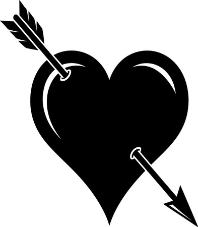 Heart pierced by an arrow, isolated on a white background, vector illustrationのイラスト素材