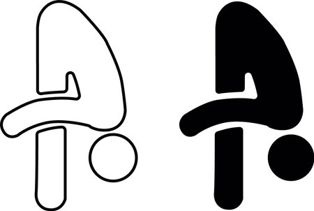 Two stylized figures, one outlined and one filled, depict a dynamic gymnastics pose in a silhouette style.のイラスト素材