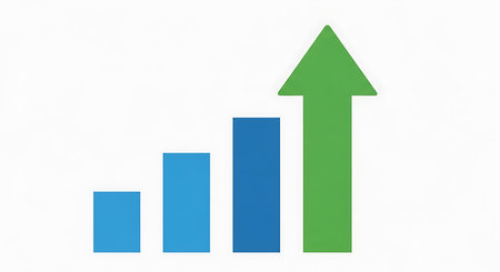 Highly rendering of growing graph on white background with copy space.の素材