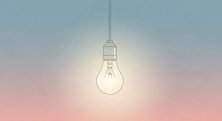 Light Bulb on a Colored Background. Vector Illustration.の素材
