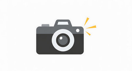 Camera icon on white background. Flat style. Vector illustration for your design.の素材