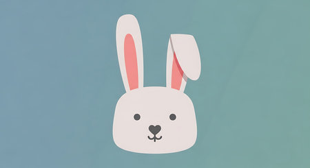 Illustration of a cute bunny on a blue background in pastel colorsの素材