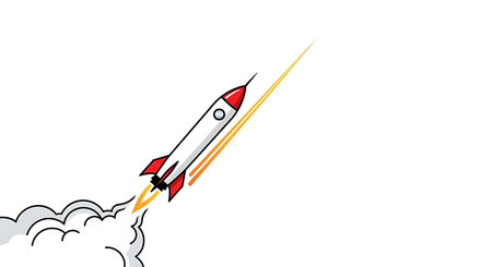 Rocket launch on the white background. Vector illustration. Eps 10.の素材