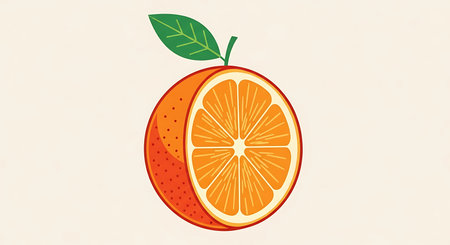 Orange fruit isolated on white background. Vector illustration in flat style.の素材